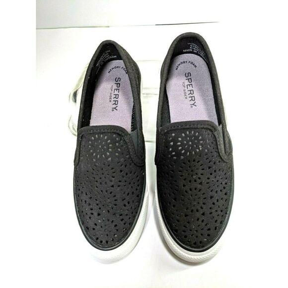 Sperry Women's Size 5 US Black Sneakers Seaside Perforated Slip On Memory Foam - Picture 11 of 13